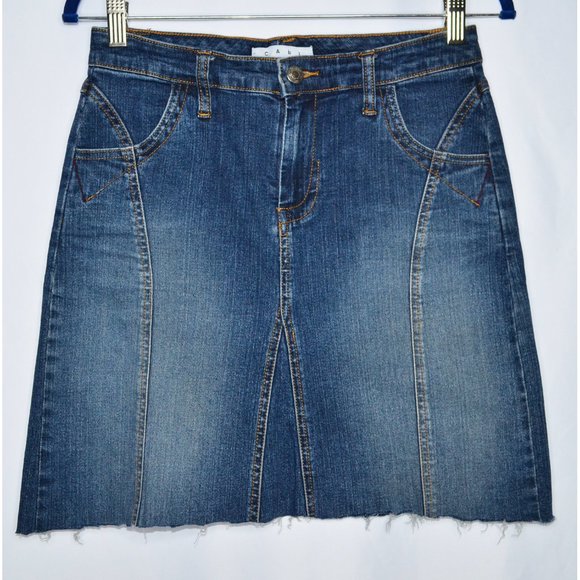 CAbi Dresses & Skirts - CAbi Denim Jean Cut Off 4 Pockets Skirt Size 2